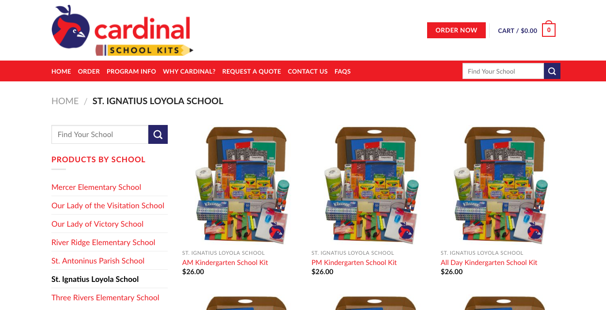 Cardinal School Kits School List