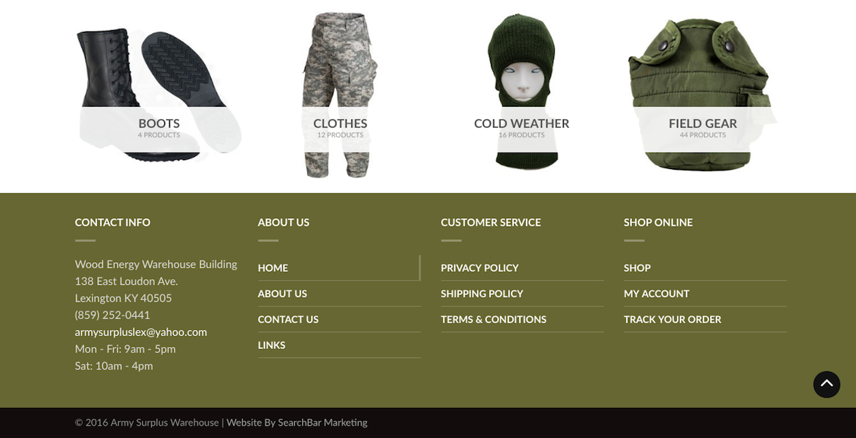 Army Surplus Warehouse Featured Categories